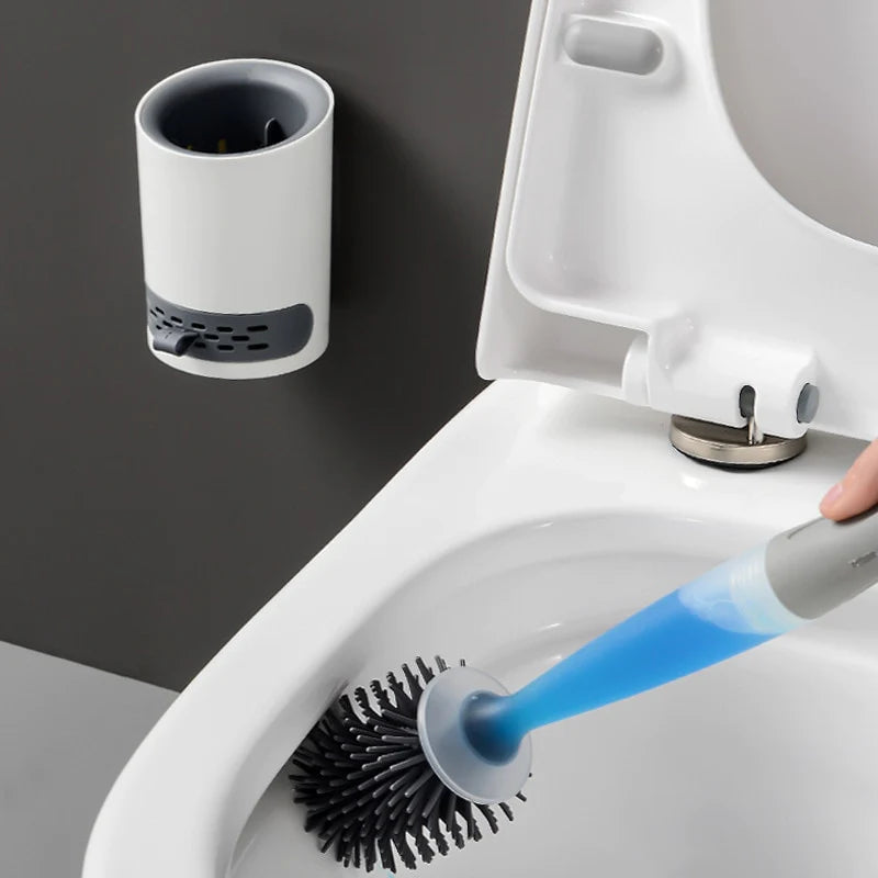 Escova de Vaso Sanitário de Silicone com Dispensador Recarregável